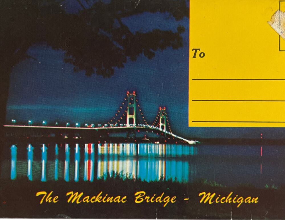 Vintage 1981 Accordion Postcards Mackinac Bridge Michigan 6 Double Sided Cards
